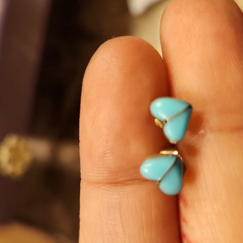 Turquoise heart stud tiny earrings